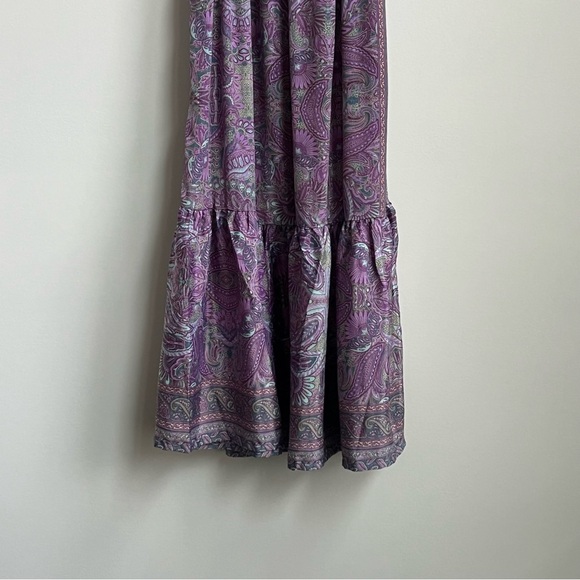 Perry Walker Collective Grace Purple Paisley Smocked Bohemian Midi Dress Silk - Picture 4 of 13